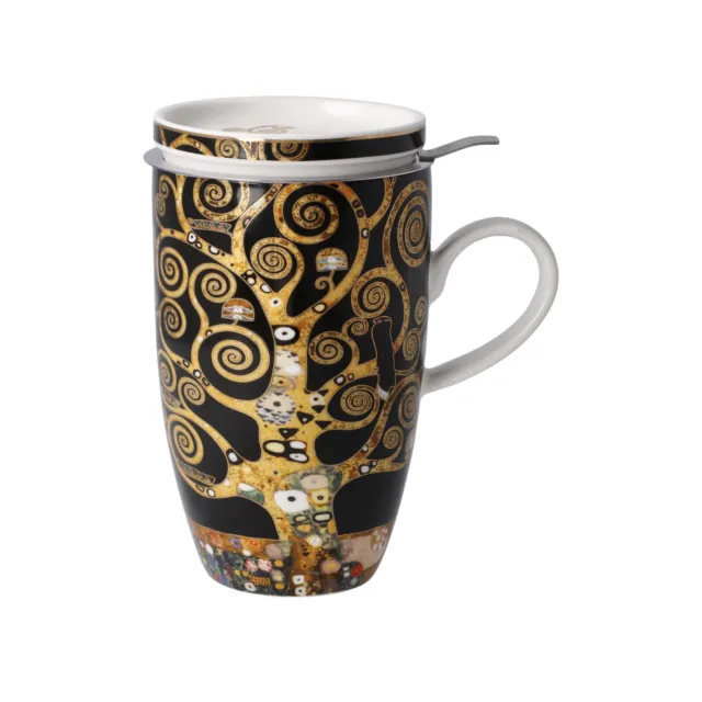 Gustav Klimt Teetasse mit Deckel und Sieb 450 ml DER LEBENSBAUM Goebel Porzellan
