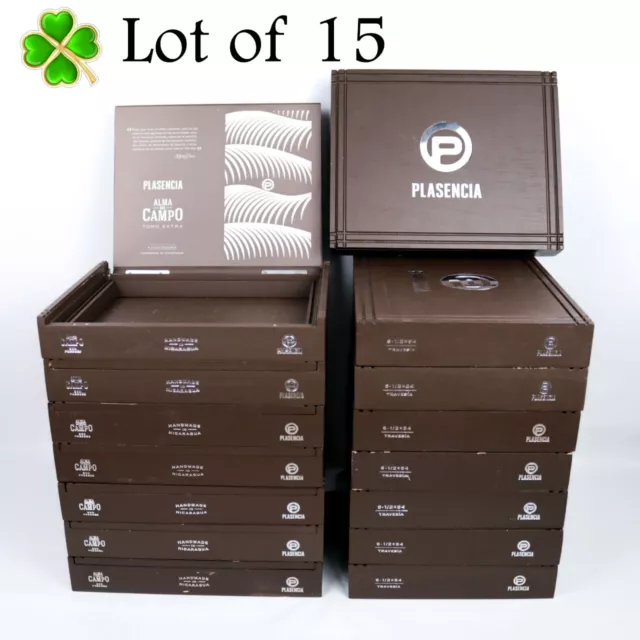 Lot of 15 Plasencia Travesia Empty Wood Cigar Box 10" x 8" x 1.75"