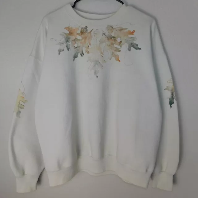 Vintage Fall Sweatshirt Adult Size XL/XXL Autumn Leaves Ivory Crewneck Casual