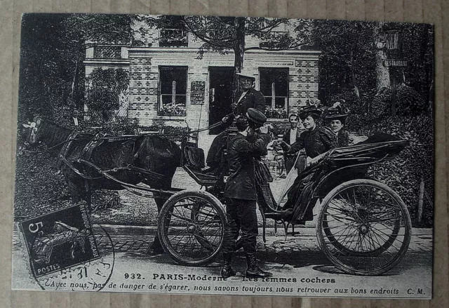 Carte postale repro Paris les femmes cochers  , postcard