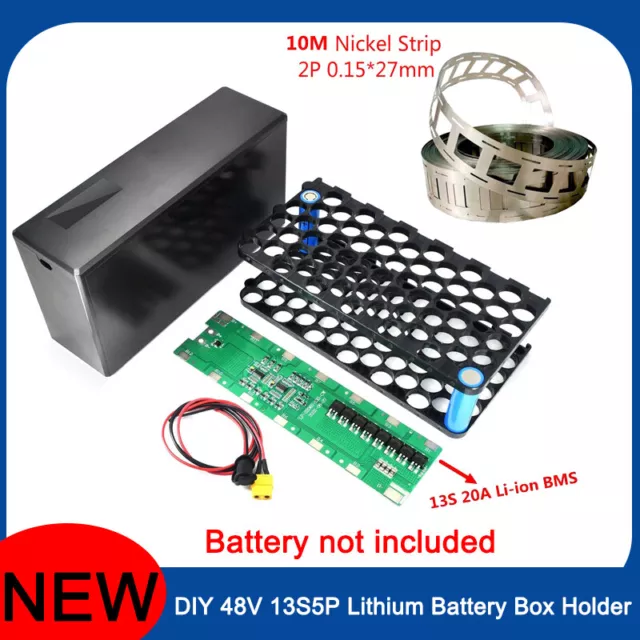 DIY 48V 13S5P Lithium Battery Box Holder 13S 48V 20A Li-ion BMS Nickel Strip ADE