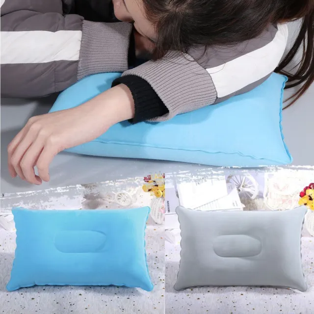 Plane Hotel Sleep Folding Air Inflatable Pillow Outdoor Travel Flocking Cushion