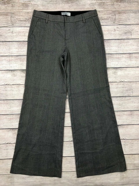 Gap Wide Leg Gray Trouser Pants Size 4 4A Stretch Hounds Tooth Dressy L39