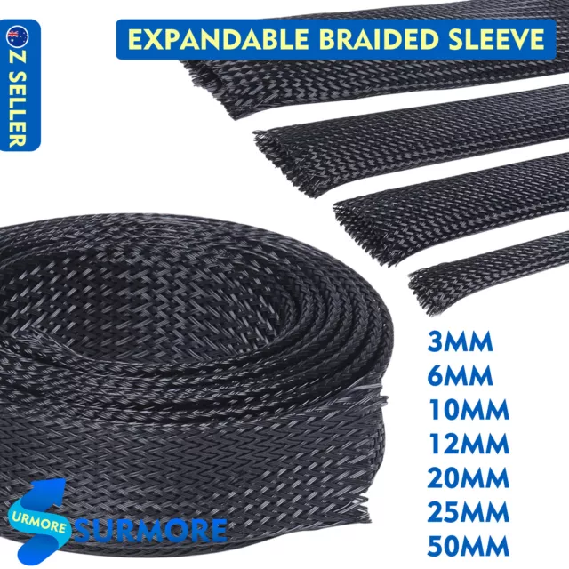 150% Expandable Braided Cable Sleeving Triple Woven PET Wire Loom Cord Protector