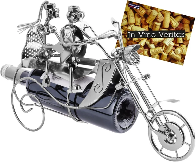 Portabottiglie A Forma Di Coppia Su Moto Con Sidecar - Design Unico Con Biglietto Di Auguri - Foto 8