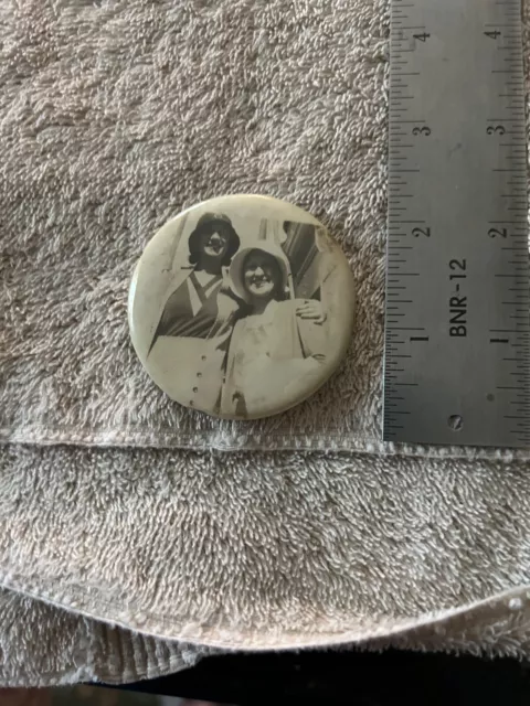 Antique Miniature Mirror with Two Women