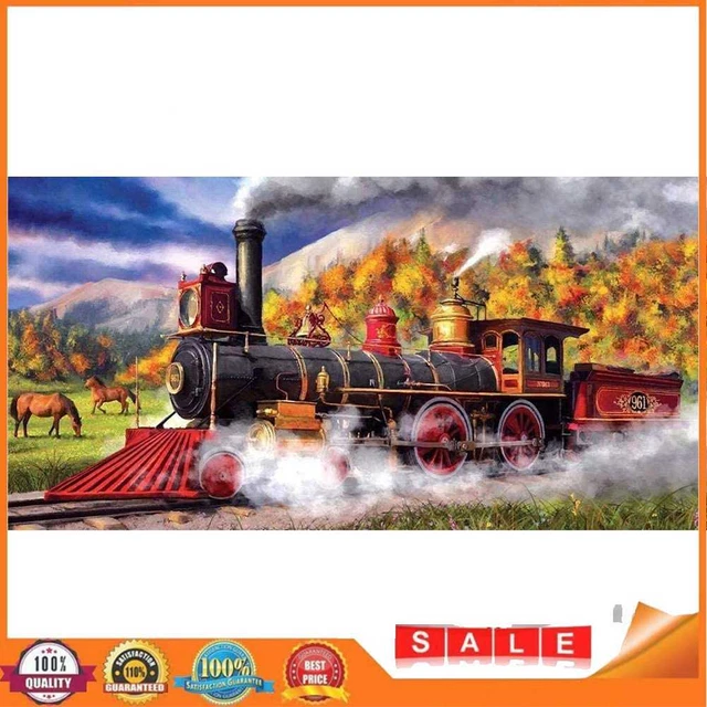 Pintura al óleo del tren de la pradera por números hágalo usted mismo pintada a mano sobre lienzo de pared imágenes artísticas