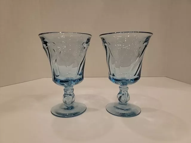 Fostoria Jamestown Blue Water Goblet - 5 7/8" Set of Two