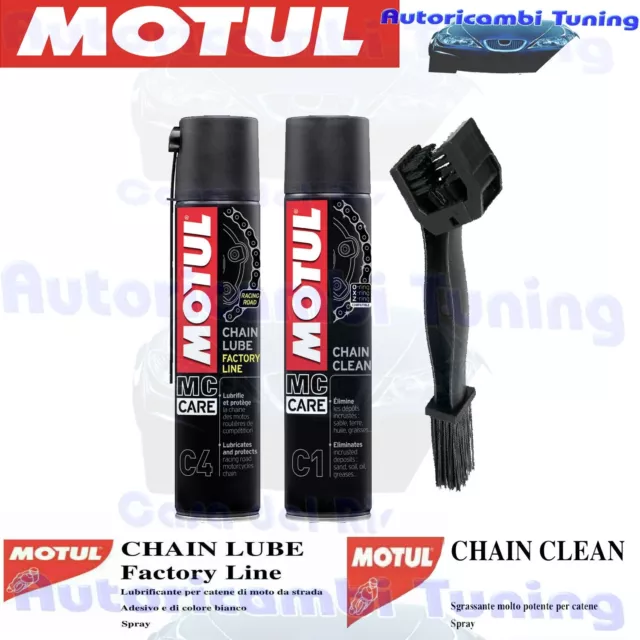 Set Entretien Chaîne Moto MOTUL C1 Chaîne + Graisse C4 Spray + Brosse