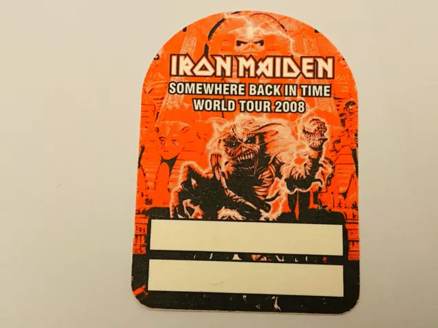 Iron Maiden Rare Official 2008 Somewhere Back in Time World Tour Back Stage Pass