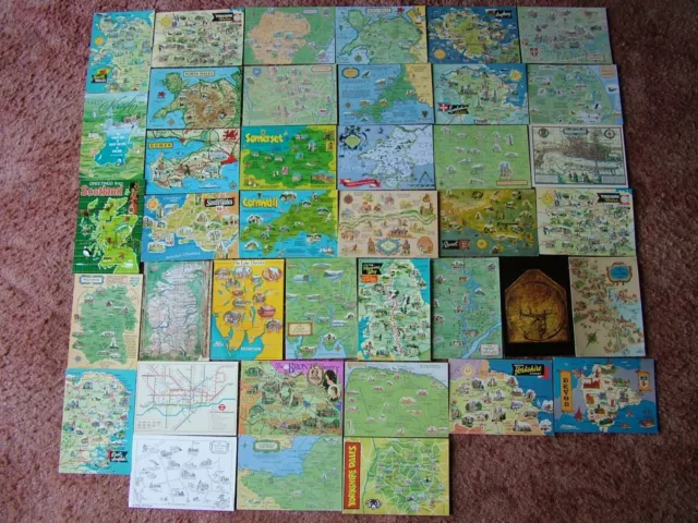 40 UNITED KINGDOM - MAP Postcards.  Modern size. Used & Unused.