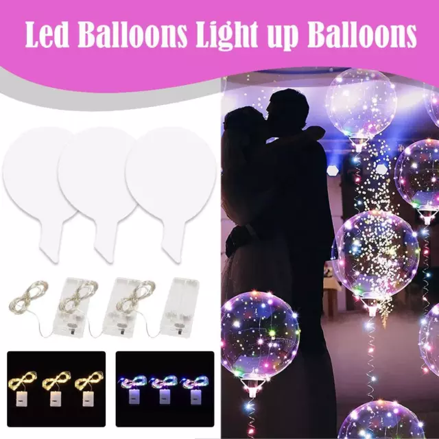 3PCS LED Balloons 20 Inches Colorful Light Up Balloon with Flashing Handle UK