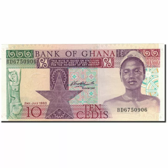 [#806754] Banknote, Ghana, 10 Cedis, 1980, 1980-07-02, KM:20c, UNC