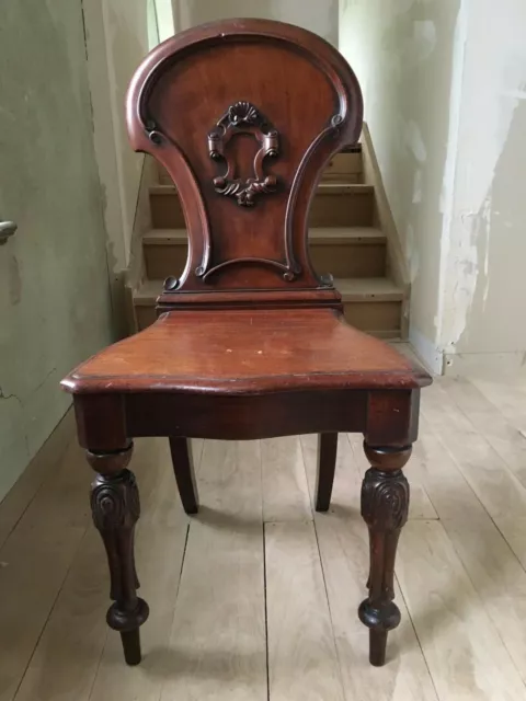 Mahogany Shield Back Carved Hall Occasional Bedroom Dining Chair Turned Sabre 2