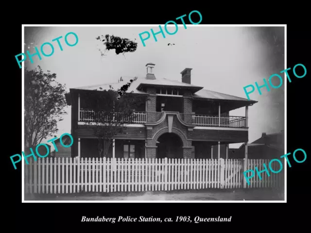 OLD LARGE HISTORIC PHOTO OF THE BUNDABERG POLICE STATION c1903 QUEENSLAND