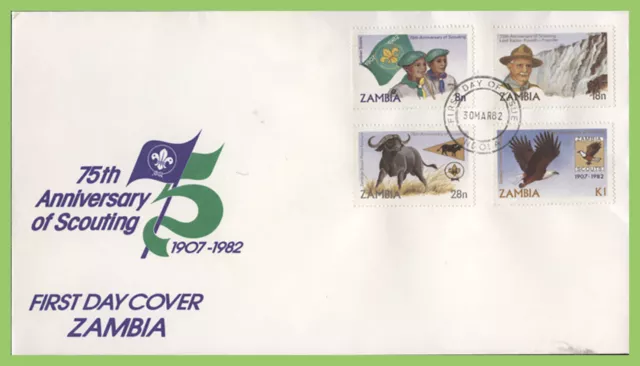Zambia 1982 75th Anniversary of Scouts set First Day Cover, Ndola