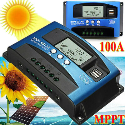 100A 12V-24V MPPT Cargador Solar Controlador Panel Regulador Daul USB Digital LCD
