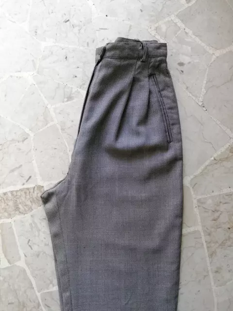 Pantaloni classici caldi in lana vintage donna bianco nero grigi, Tg. S