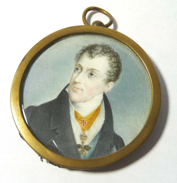 Broche Miniature Peinte L'Aiglon Duc De Reichstadt - Signée EL - Laiton - Occasion
