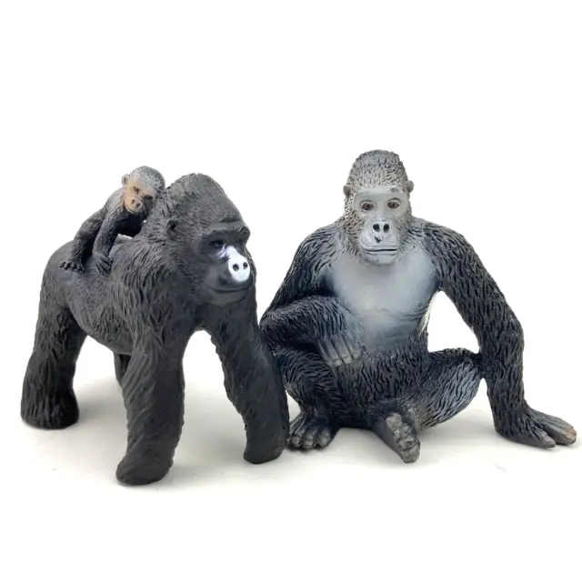 Terra by Battat Gorilla Family Baby Primate Wildlife Animal Toy 3” Figures Lot