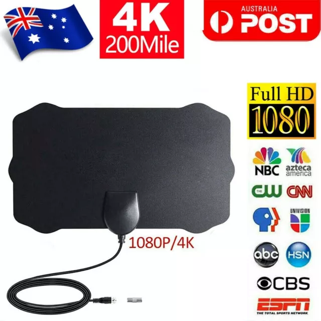 1080P Digital TV Antenna 200 Miles Range Signal Booster Amplifier HDTV Indoor