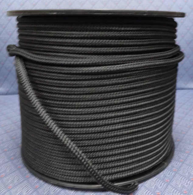 6MM X 50Mtr DOUBLE BRAID POLYESTER YACHT ROPE - SOLID BLACK