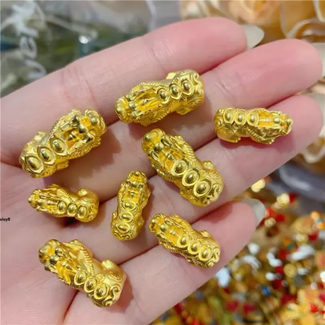 1pcs Pure 999 24K Yellow Gold Women 3D Lucky Yunabao Dragon Pixiu Pendant 1-1.2g