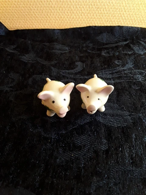 KIOTEET Salière Et Poivrière Animaux Cochons En Céramique Noir Avec Plat Noir