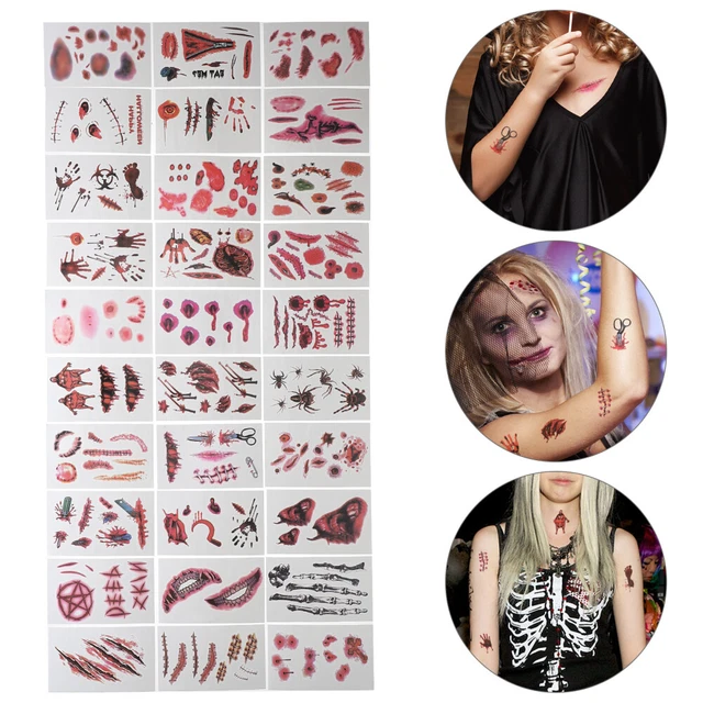 30 Sheets Aufkleber Für Narbentattoos Papier Halloween-Make-up-Tattoo