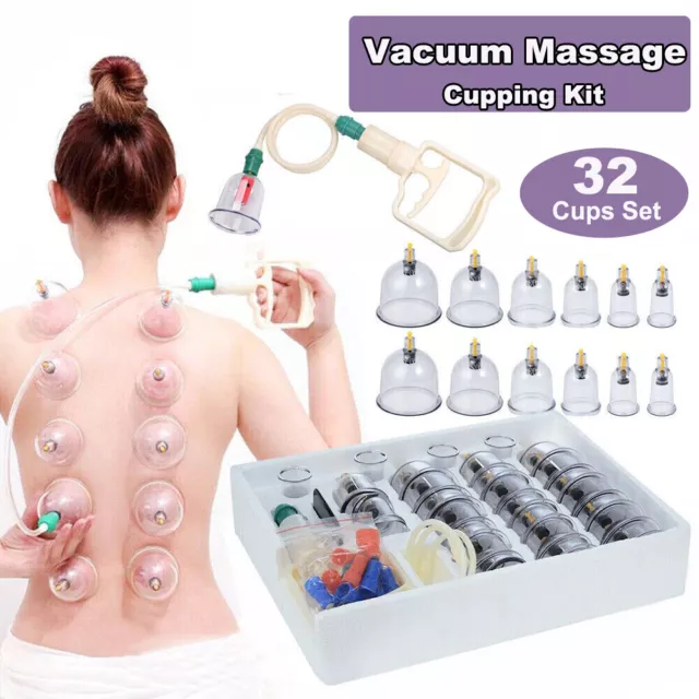 32 Cups Set Vacuum Massage Cupping Kit Acupuncture Suction Massager Pain Relief