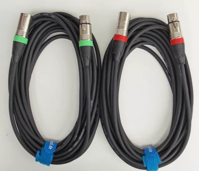 10m Mikrofon Kabel XLR DMX Kabel OFC-Kupfer  2 Stück je 10m inkl. Kabelklett