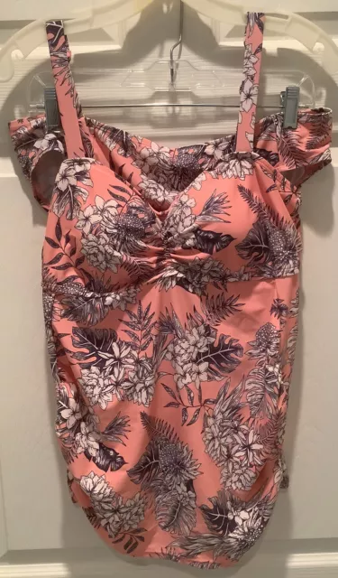 Motherhood Maternity Women's Size L Pink Floral Two Piece Tankini Top And Bottom