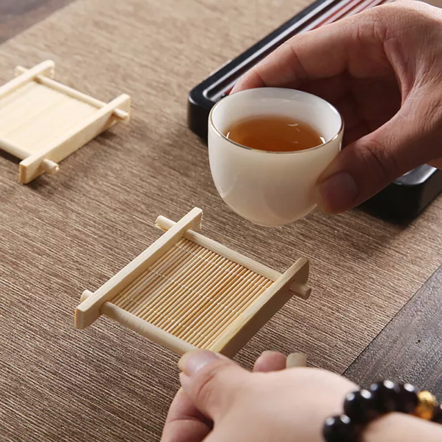 Bamboo Cup Mat Tea Table Placemats Coaster Restaurant Home Kitchen Retro Decor