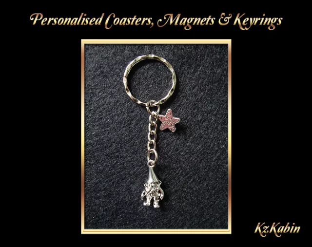 Garden Gnome Keyring Key Chain Tibetan Silver Charm Gardening Birthday Gift