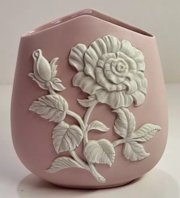 Vintage UCAGO UCGC Pink Japanese Dual Sided Floral Roses Design Vase
