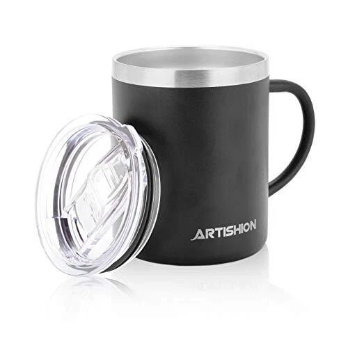 ARTISHION 12oz Insulated Coffee Mug with Handle, Stainless Steel Travel Tumbler