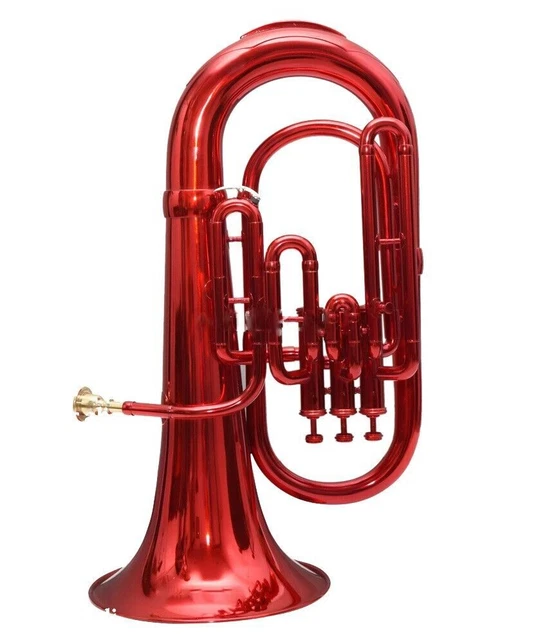 Euphonium 3 Valve Bb Pitch With Including Mouthpiece & Carry Case Gloves (RED)