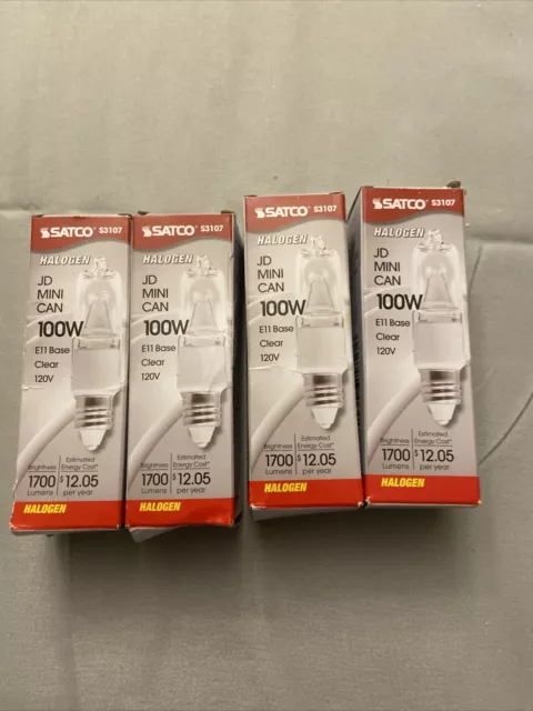 Satco S3107 100Q/CL/MC Halogen Bulb 100W 120V T4 Mini Candelabra E11 Clear 2900K Satco S3107 100Q/CL/MC Halogen Bulb 100W 120V T4 Mini Candelabra E11 Clear 2900K
