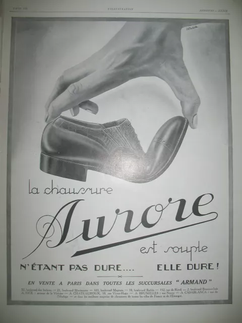 Publicite De Presse Aurore Chaussure Souple Illustration Laplace French Ad 1928