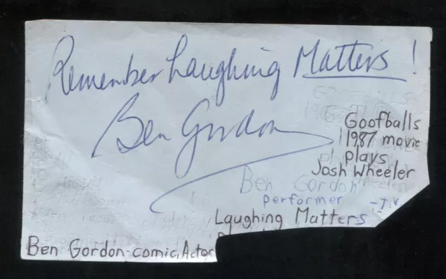 Ben Gordon Signed Cut 3x5 Index Card Autographed Signature Comic Actor