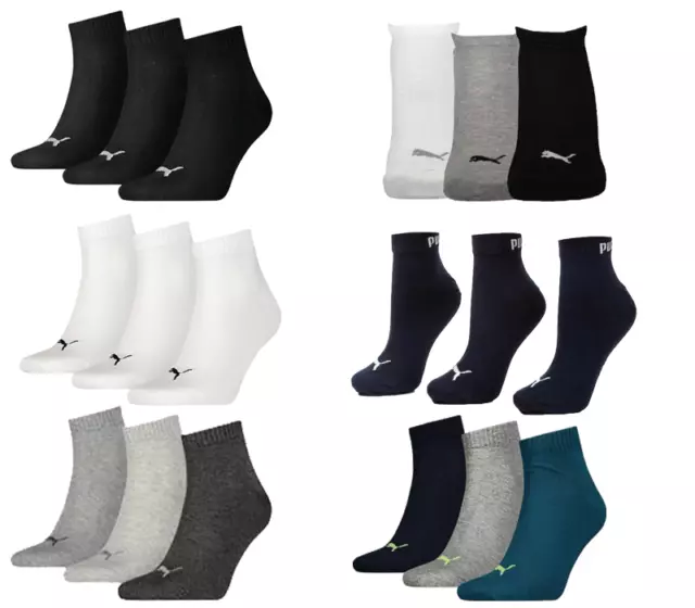 Puma Herren Damen 3 Paar Knöchelsocken Baumwolle reich Viertel Sportsocke Größe 6-14