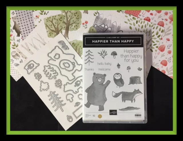 Stampin' Up! HAPPIER THAN HAPPY stamps, HAPPY FOREST Dies & 24 DSP too! #222