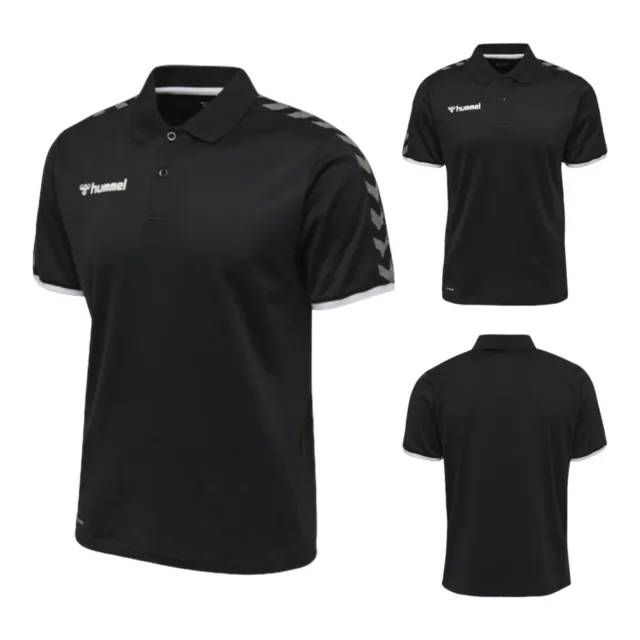 Hummel Herren Poloshirt Sporttop GR.M Schwarz Kurzarm Authenthic Functional Polo