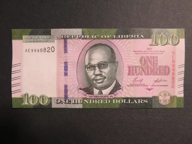 Liberia Banknote 100 Dollars 2021 kassenfrisch (UNC)