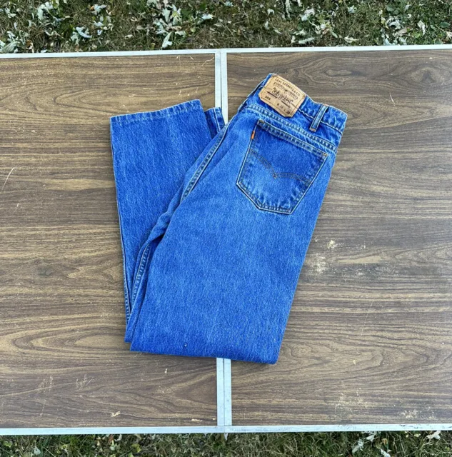 Vintage Levi's 505 Jeans Men's 34x34 Blue Denim Straight Orange Tab