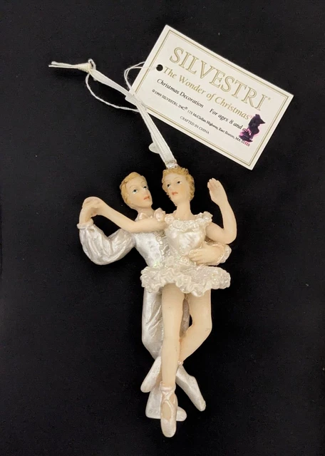Vintage Silvestri Ballet Couple Christmas Ornament Wonder Of Christmas With Tag