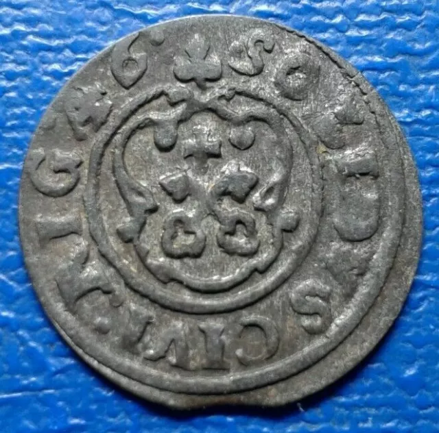 1 Solidus - Christina  1646 Swedish Livonia. Billon Coin.