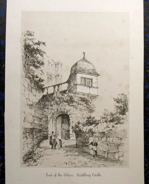 HEIDELBERG, Schloss. Originale Tonlithographie von HARDING, ca. 1840
