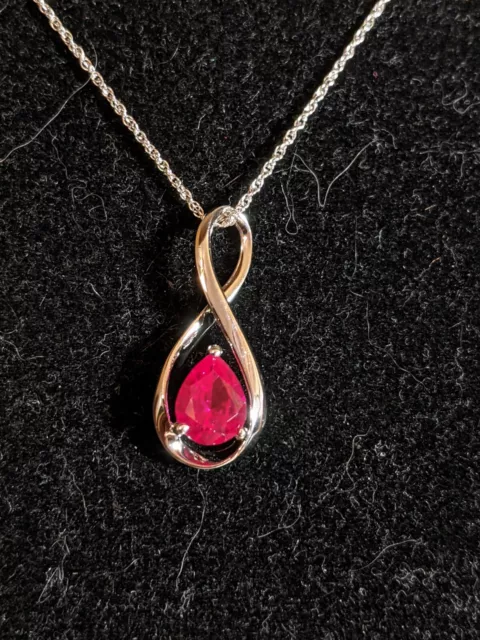 Sterling Silver Lab-Created Ruby Infinity Pendant Necklace - 18 inch