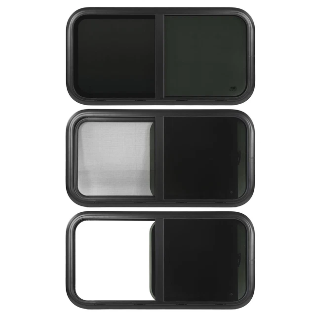 Auto Horizontal Sliding RV Window 35.4 X 17.7in Black Modified Window For